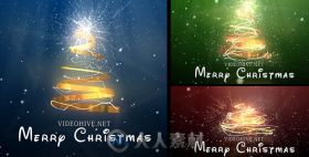 美丽的金色粒子画笔圣诞树展示幻灯片AE模板 Videohive Christmas Tree 3628785