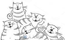 五只卡通肥猫平面素材合辑Five-Fat-Cartoon-Cats