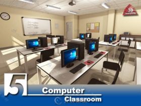 现代计算机教室室内道具3D模型Unity素材资源