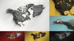 北美立体真实感地图展示动画AE模板