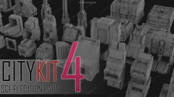 未来科幻城市大楼建筑群场景3D模型合集第四季