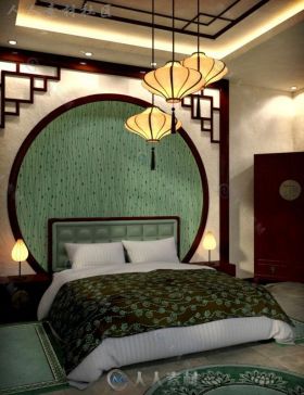 现代中式风格的卧室3D模型合辑