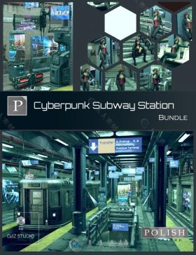 未来科技科幻地铁站和人物姿势3D模型合辑