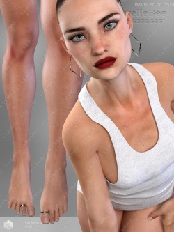 时髦女性精致妆容手部腿部细节3D模型