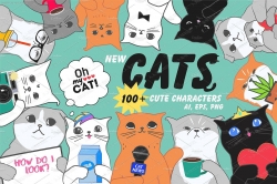可爱贺卡请柬网络元素超多猫角色图片素材