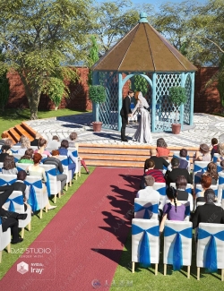 美丽草坪婚礼完整场景模型贴图素材