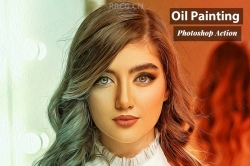 真实油画风格肖像明亮色调艺术图像处理特效PS动作