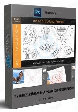 PS动物艺术线条结构设计绘制工作流程视频教程