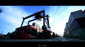 码头货船卸货实拍视频素材