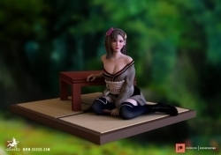 蒂法坐姿《最终幻想VII》游戏角色雕塑雕刻3D模型