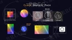 7个独特实时时钟背景样品展示动画AE模板