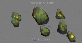 几个漂亮的五彩石头3D模型