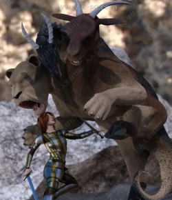 双头神话野兽神兽凶猛造型3D模型