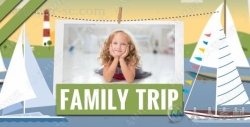 温馨家庭旅行卡通风格相册动画AE模版