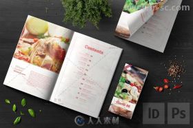现代食谱菜单杂志indesign排版模板