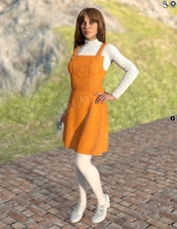 呢绒套头衫背带裙女性清醒文雅服装套装3D模型合集