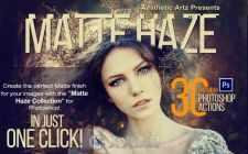 30组高品质人像调色特效PS动作合辑 Creativemarket Matte Haze Photoshop Actions ...