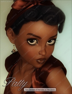 7种眼妆唇妆优雅曲线娃娃脸黑人女孩3D模型