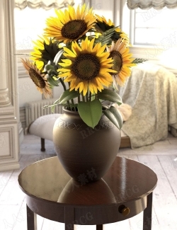 活力向日葵花卉花瓶装饰静物3D模型合集