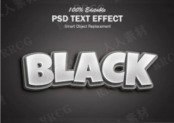 黑白单色可爱圆润字母文字效果PSD模板