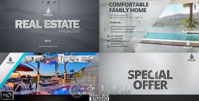 现代时尚滑动幻灯片房地产杂志展示产品宣传AE模板Videohive Real Estate Magazine...