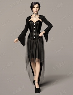 充满黑暗魅力哥特式女性服装3D模型合集