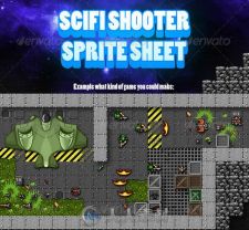 科幻射击像素游戏PSD模板 Graphicriver Scifi Shooter Sprite Sheet 4065946