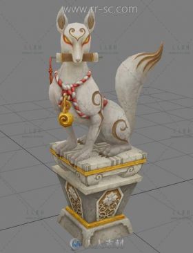 超精细狐狸雕像3D模型