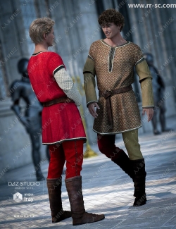中世纪农家装站立交谈姿势男性3D模型