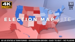 美国50个地图式选举展示动画AE模版