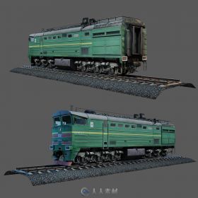 绿色火车车头3D模型