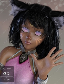 超级可爱不同颜色眼睛脸装小女孩3D模型