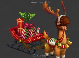 超萌的羊驼加圣诞礼物3D模型