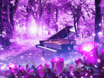 森林落叶钢琴紫色高端婚礼LED大屏幕背景视频素材