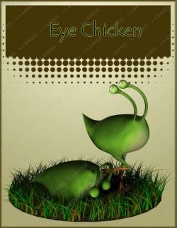 奇怪生物绿色触角眼睛小鸡3D模型