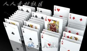 炫酷扑克牌C4D预设Poker