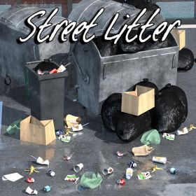 现实城市的街道垃圾和垃圾道具3D模型合辑
