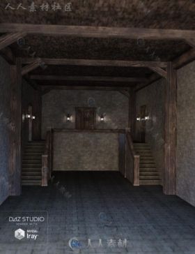 古老的城堡内部室内场景3D模型合辑