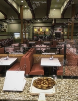 美味披萨西餐厅室内环境和道具3D模型合集