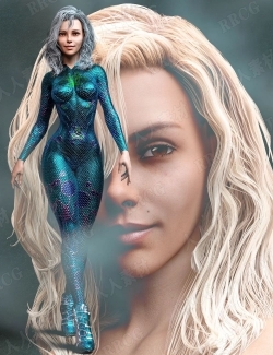 身着华丽鱼鳞片效果紧身衣美丽性感科幻女性角色3D模型合集