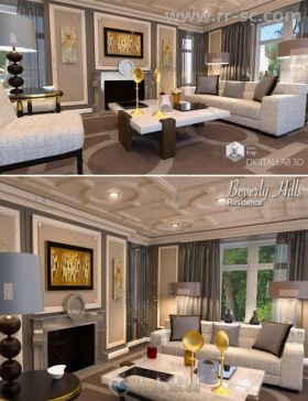 现代优雅的山庄公寓客厅场景环境3D模型合辑