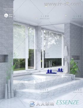 现代时尚个性化浴池场景环境3D模型合辑