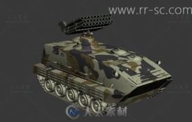 军队坦克火箭车3D模型