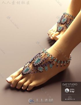 女性完美美丽的海滩宝石凉鞋3D模型合辑