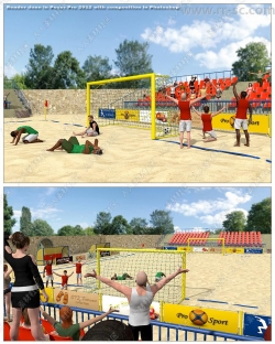沙滩足球场地建筑景观3D模型