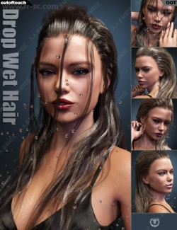 超美湿润水滴女性发型造型纹理与3D模型合辑