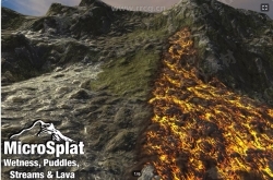 动态水或熔岩等液体从山上下坡流动地形设计Unity游戏素材资源