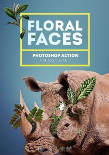 花面人物特效ps动作GraphicRiver - Floral Faces - Photoshop Action 14523331