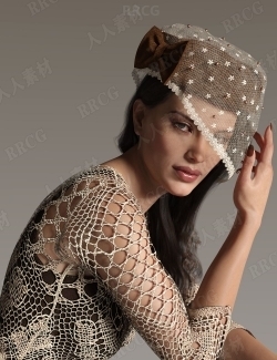 知性女性蕾丝头纱饰品3D模型合集