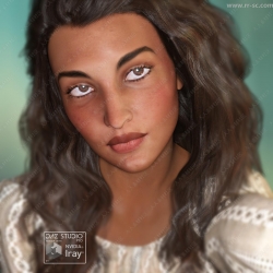 南亚美女精美头饰眼部唇部妆容3D模型